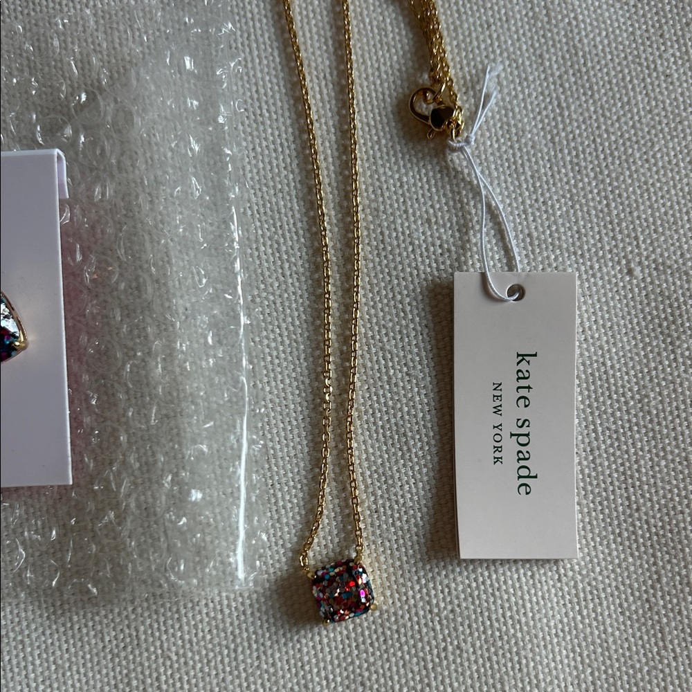 kate spade Gold Necklace and Multicolor Glitter Stud Earrings - Picture 3 of 3